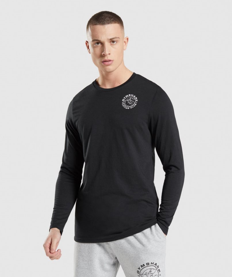 Men\'s Gymshark Legacy Long Sleeve T-Shirts Black | NZ 3KVJLT